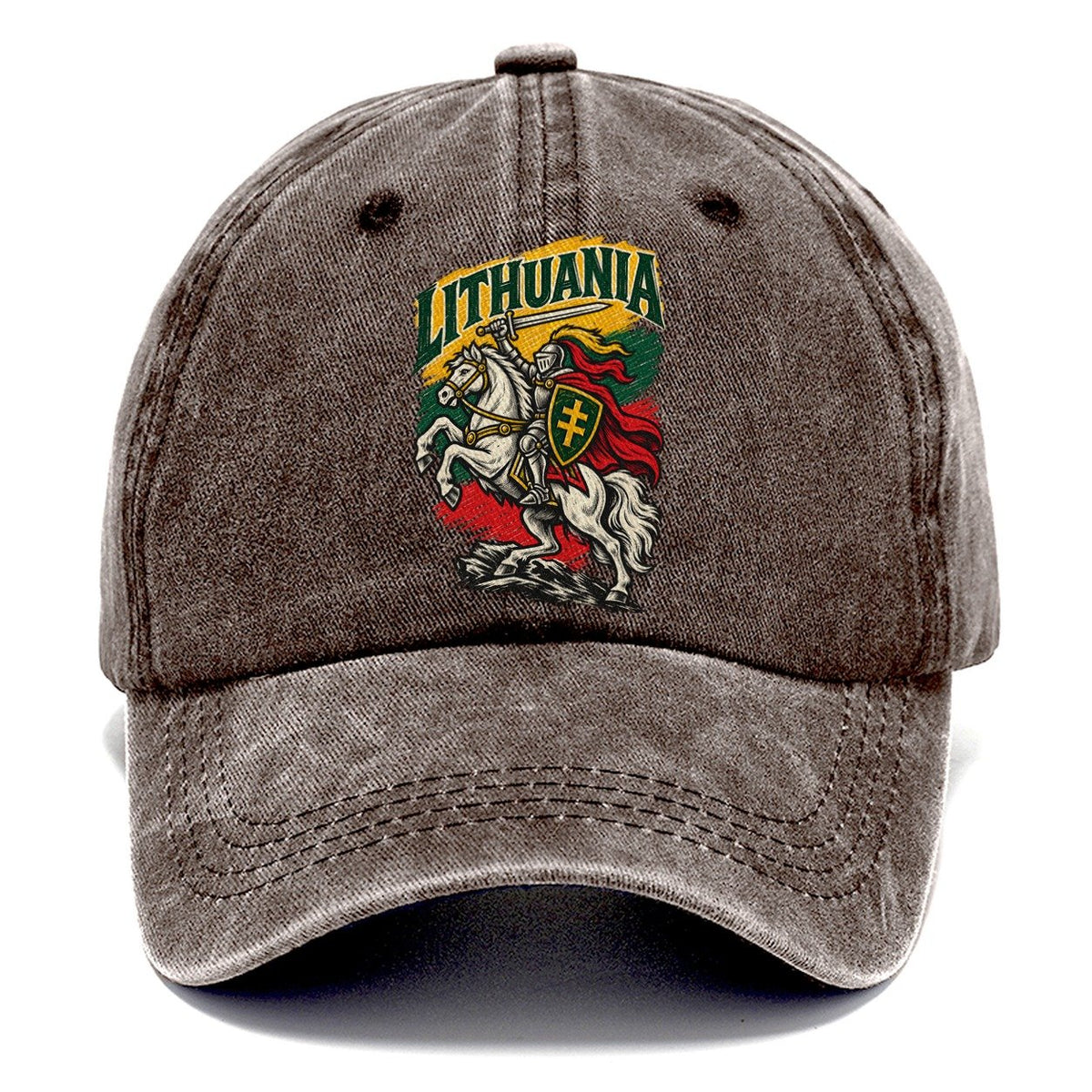Lithuania Woodcut Badge Classic Cap – Brown