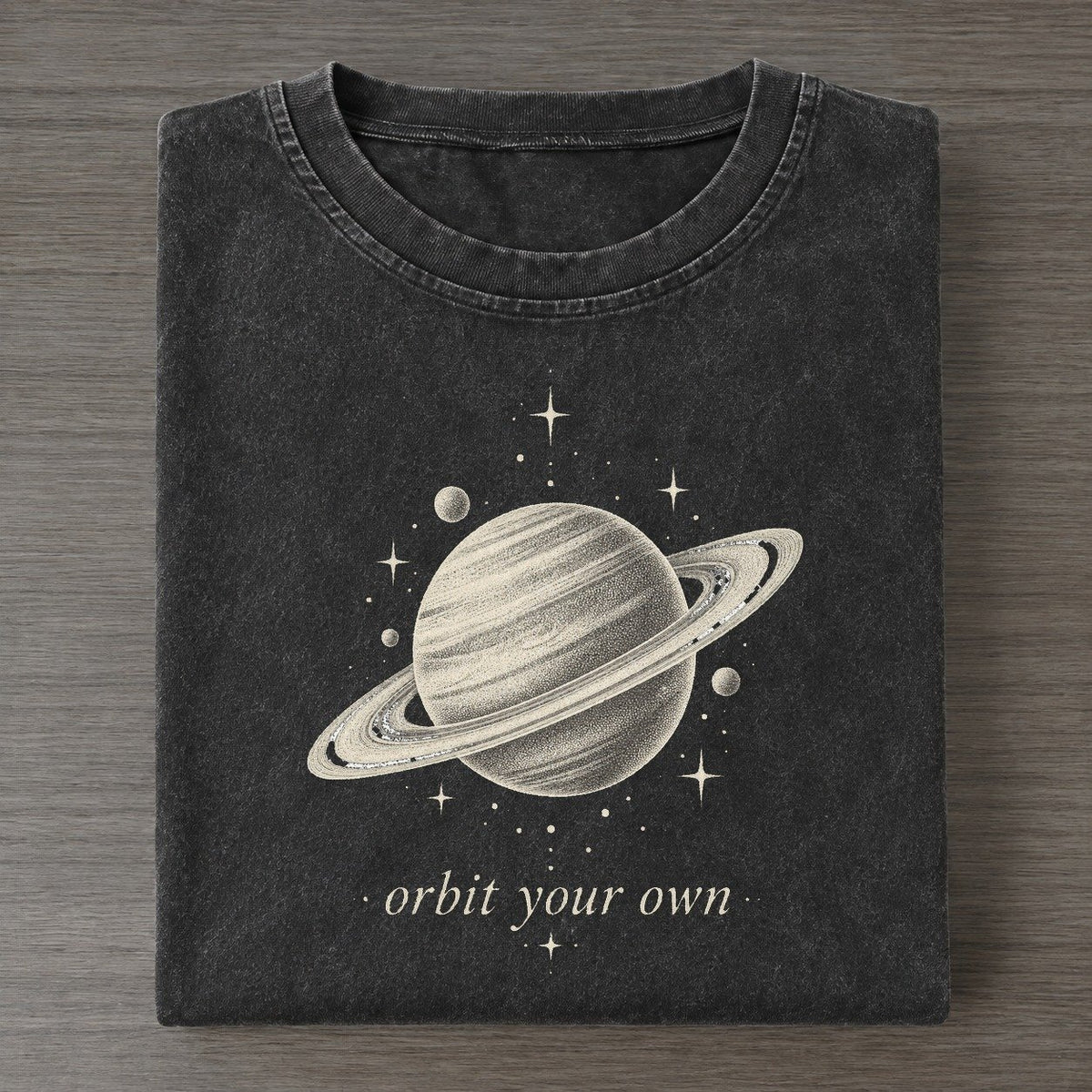 Saturn Midnight Linework Vintage T-shirt – Black