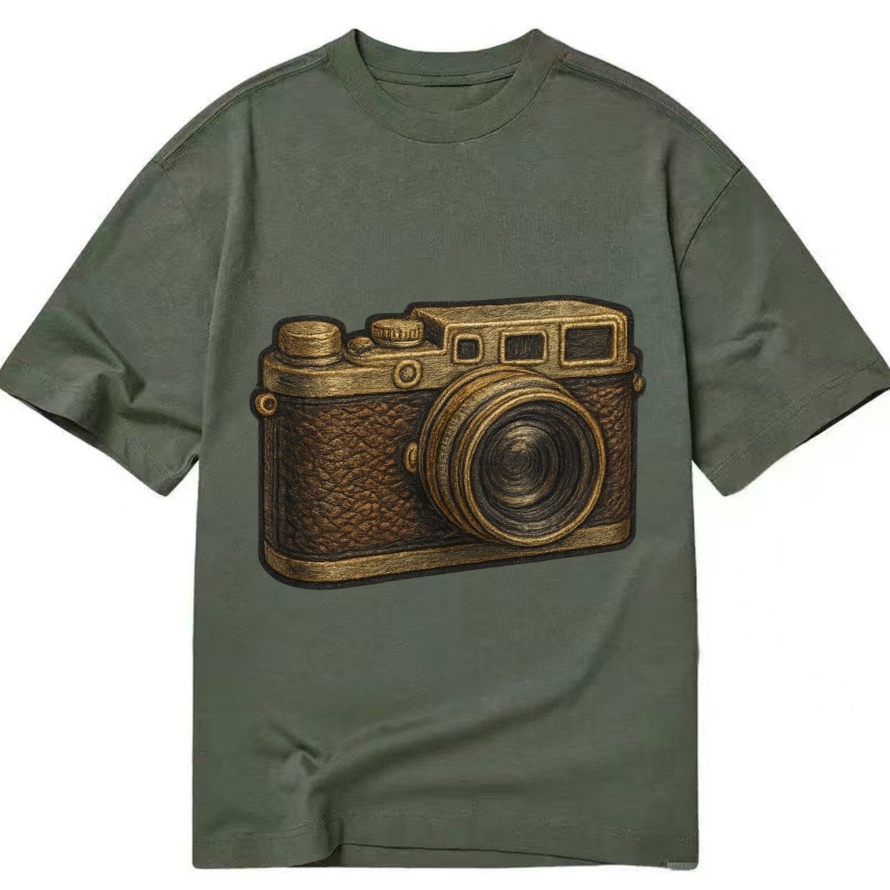 Film Camera Vintage 35mm Camera With Leather And Chrome Classic T-shirt – Army Green