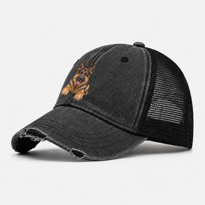 German Shepherd Lying Down Top Breeds Washed Trucker Hat – Black
