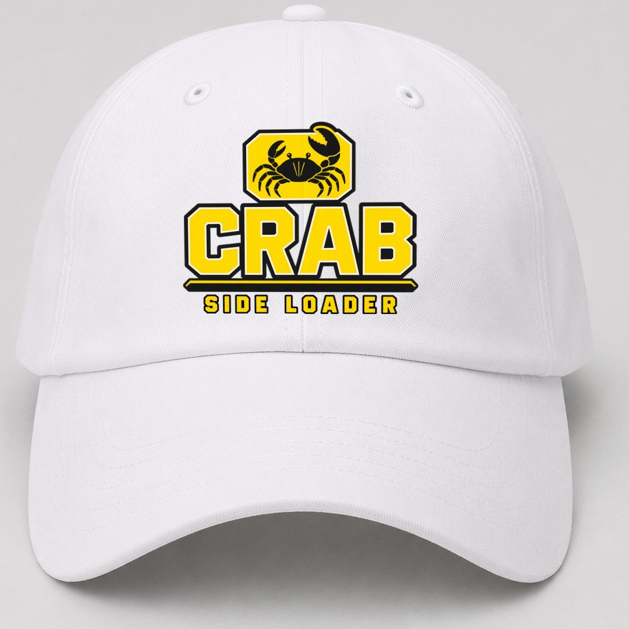 Crab Side Loader Heavy Duty Baseball Cap – White
