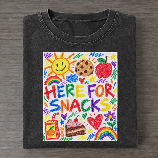 Here For Snacks Crayon Hour Vintage T-shirt – Black