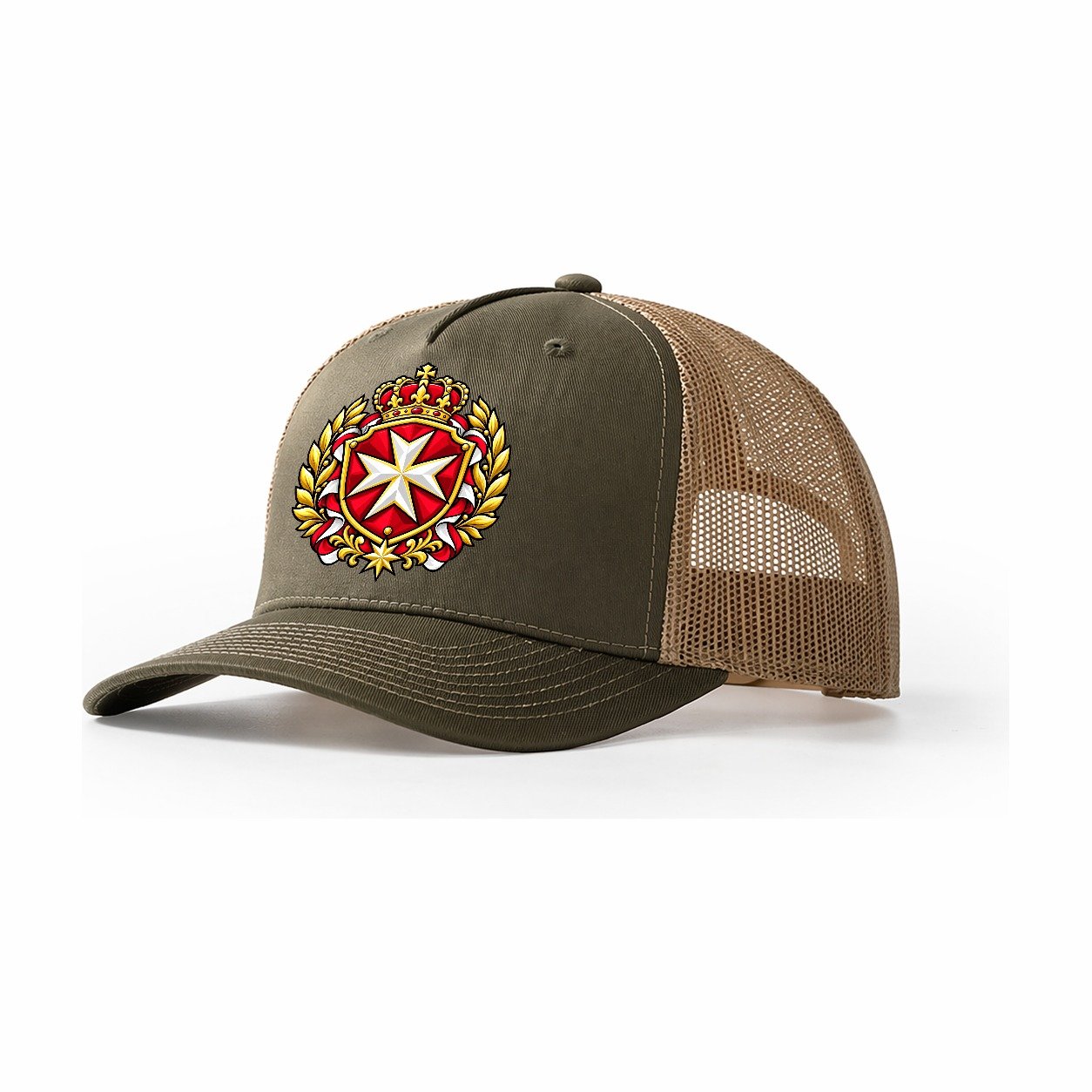 Malta Heraldic Crest Country Logos Trucker Hat – Olive Khaki