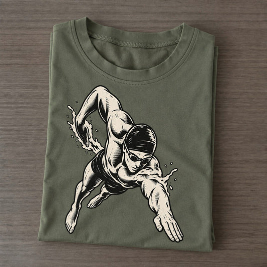 Swimmer Freestyle Catch Global Sports Ink Figures Classic T-shirt – Army Green