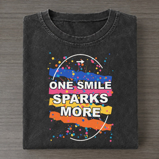 One Smile Sparks More Colorburst Uplift Vintage T-shirt – Black