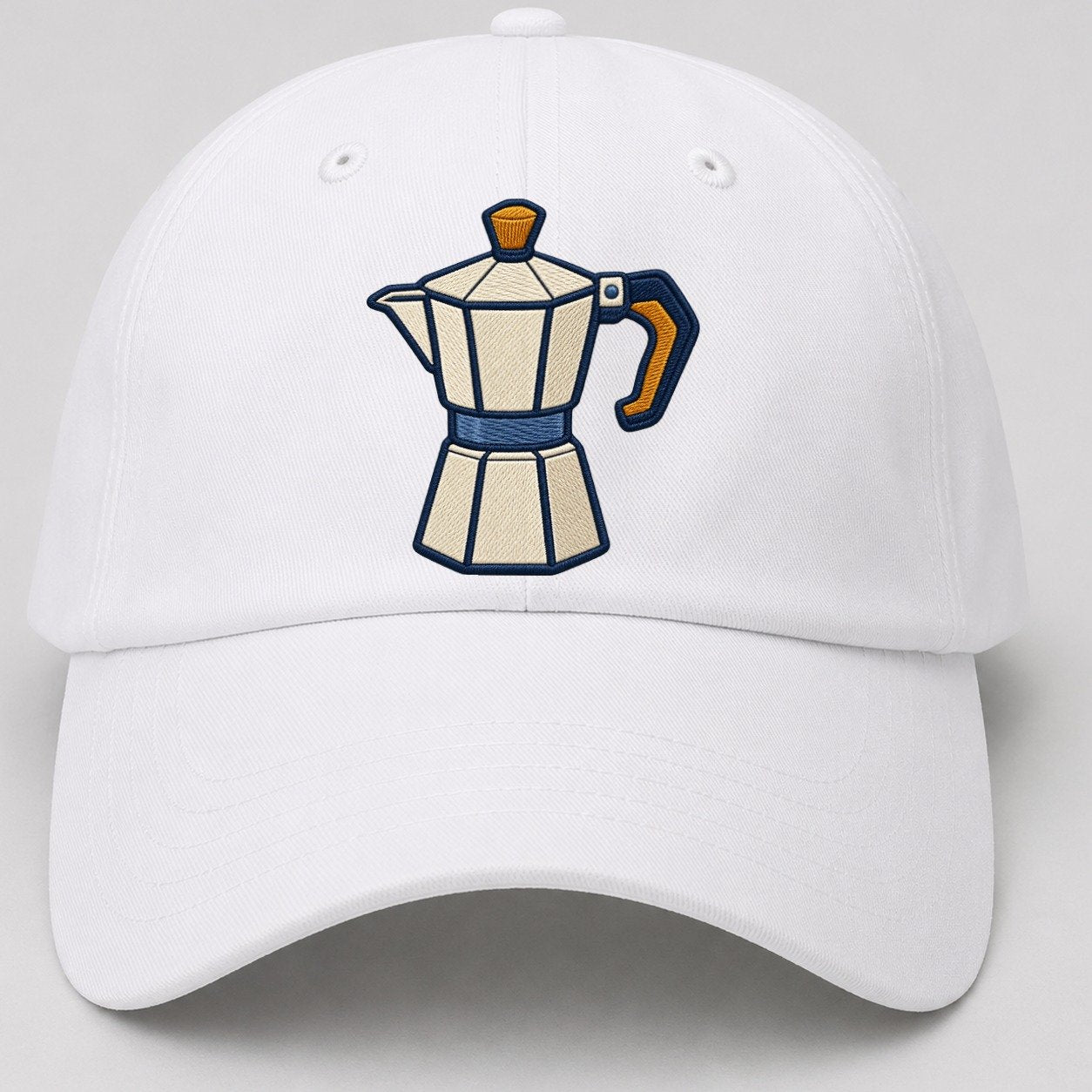 Moka Coffee Pot Tiny Solo Marks Baseball Cap – White