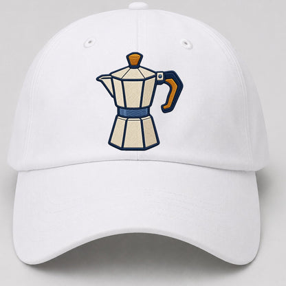 Moka Coffee Pot Tiny Solo Marks Baseball Cap – White