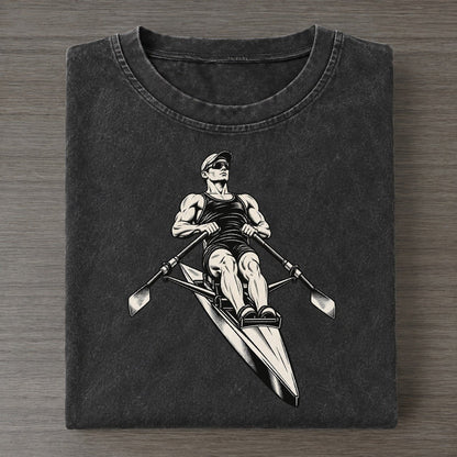 Single Sculler Finish Drive Global Sports Ink Figures Vintage T-shirt – Black