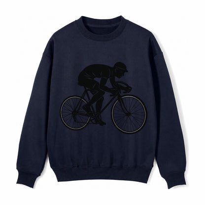 Cyclist Sprinting In Racing Position Fleece Sweatshirt – Navy Blue