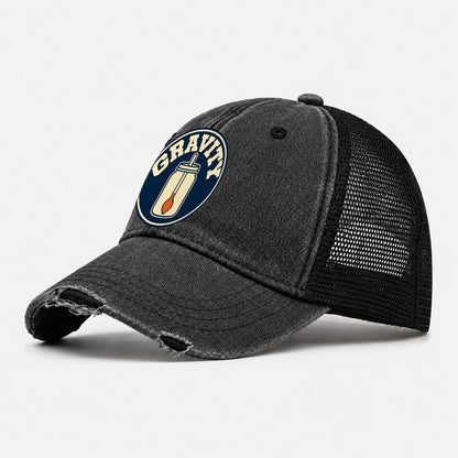 Gravity Reading Washed Trucker Hat – Black