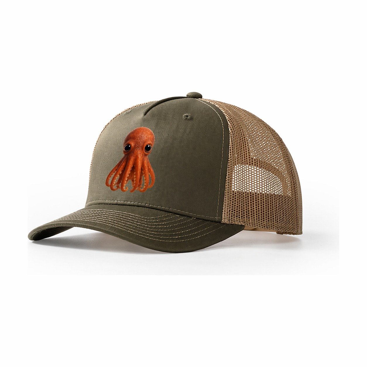 Baby Giant Pacific Octopus Trucker Hat – Olive Khaki
