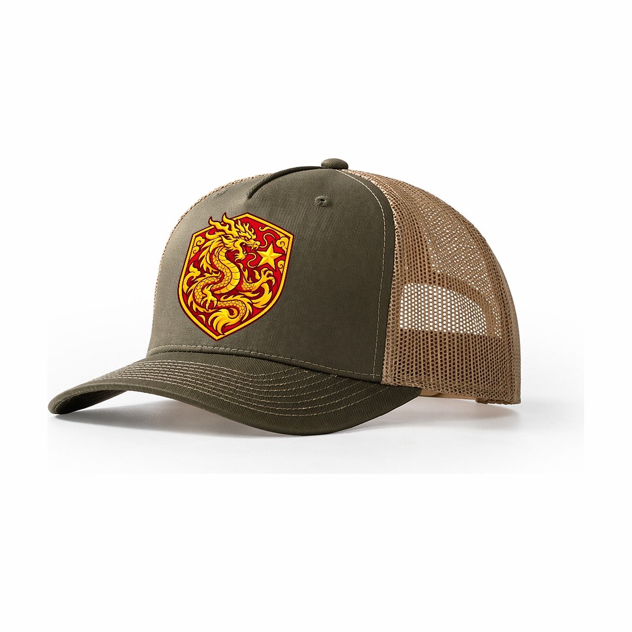 Vietnam Minimal Emblem Country Logos Trucker Hat – Olive Khaki