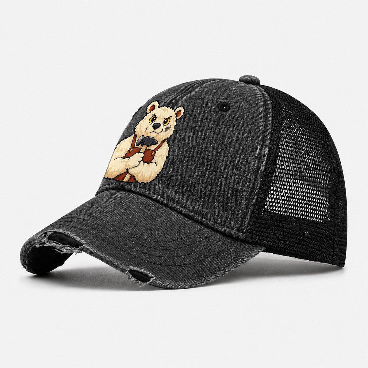 Forge Bear Blacksmithing Washed Trucker Hat – Black