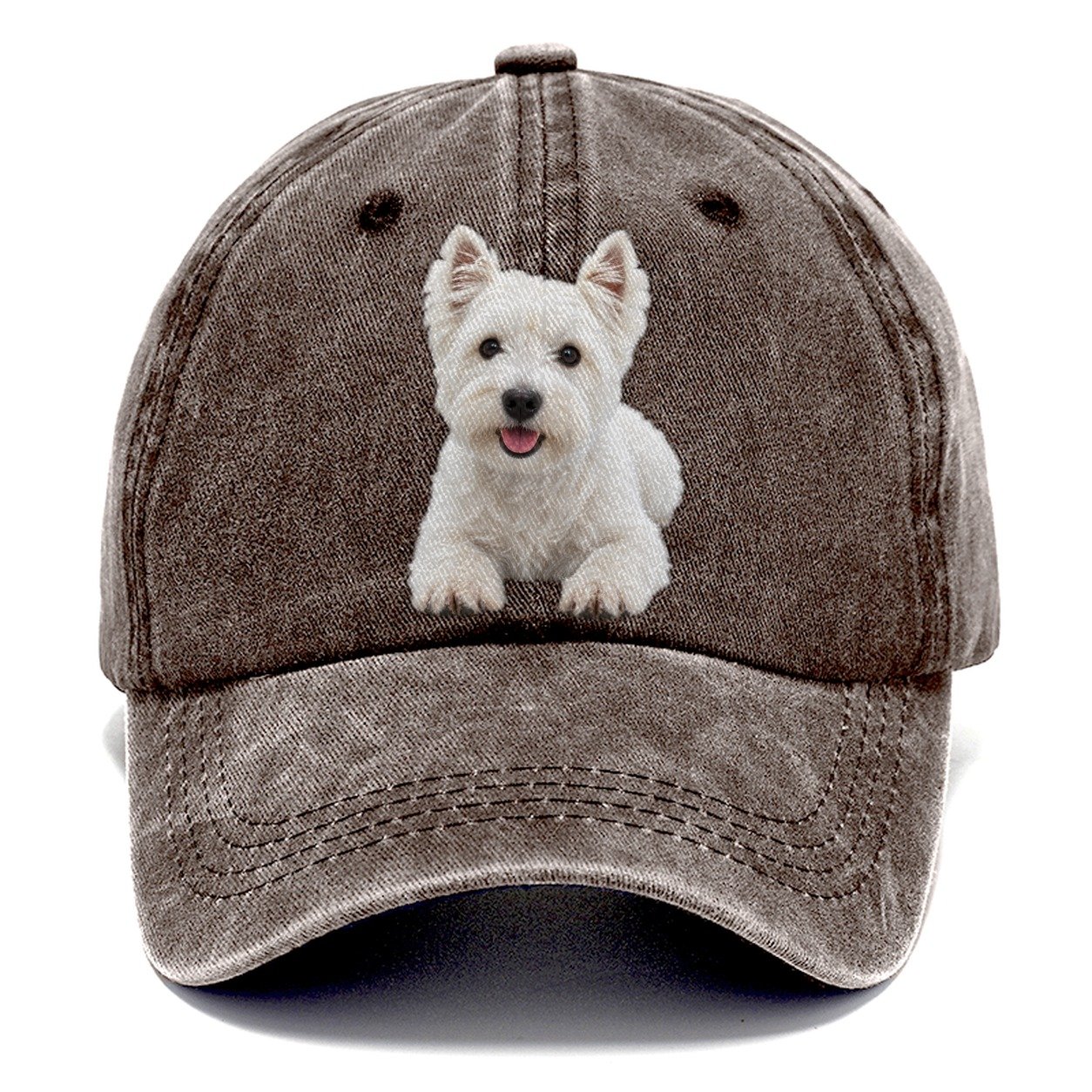 West Highland White Terrier Westie Lying Down Top Breeds Classic Cap – Brown