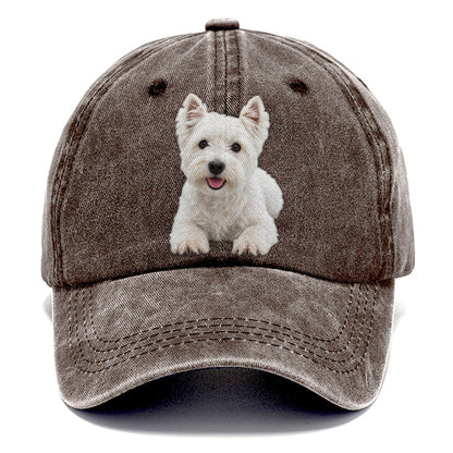 West Highland White Terrier Westie Lying Down Top Breeds Classic Cap – Brown