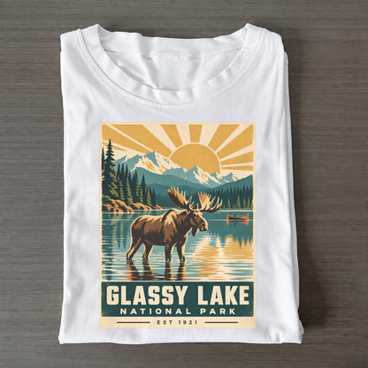 Glassy Lake Nowhere National Parks Classic T-shirt – White
