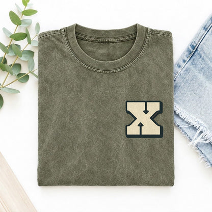 Initial X Left Chest Vintage T-shirt – Army Green