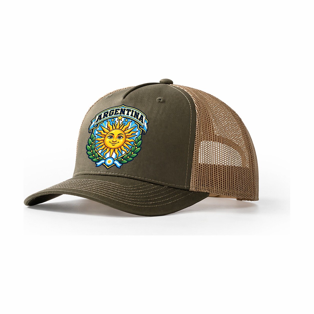 Argentina Retro Badge Country Logos Trucker Hat – Olive Khaki