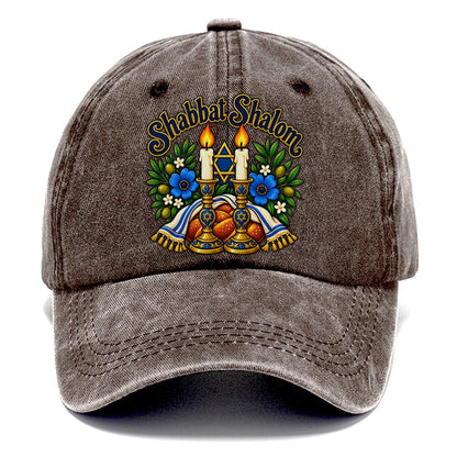 Shabbat Shalom Candles Judaism Heritage Classic Cap – Brown