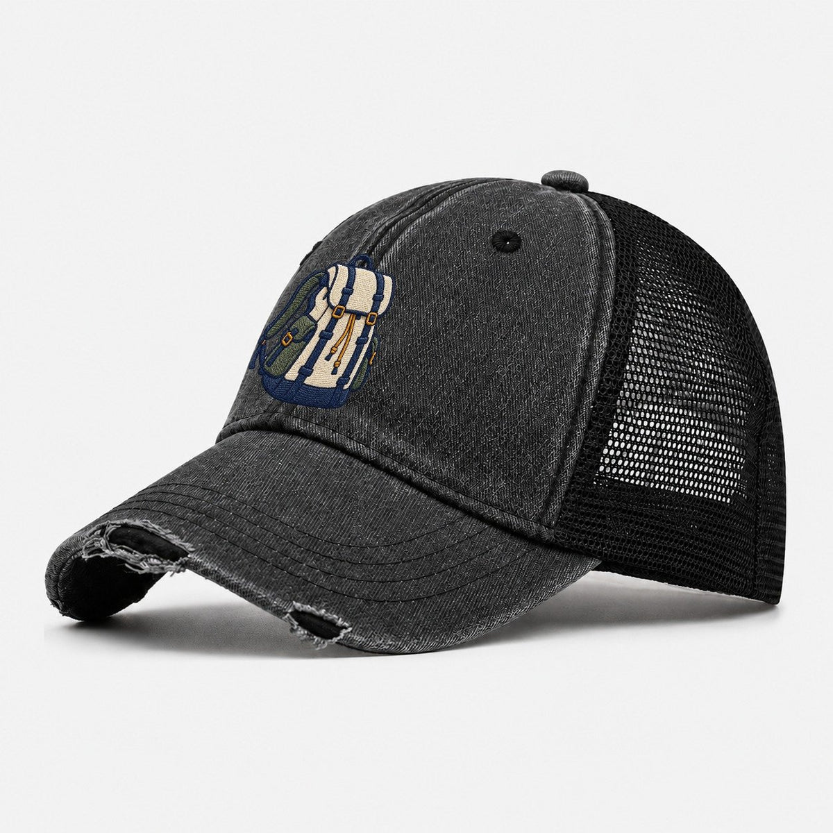Hiking Backpack Tiny Solo Marks Washed Trucker Hat – Black