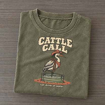 Cattle Call Cowboy Critters Vintage T-shirt – Army Green