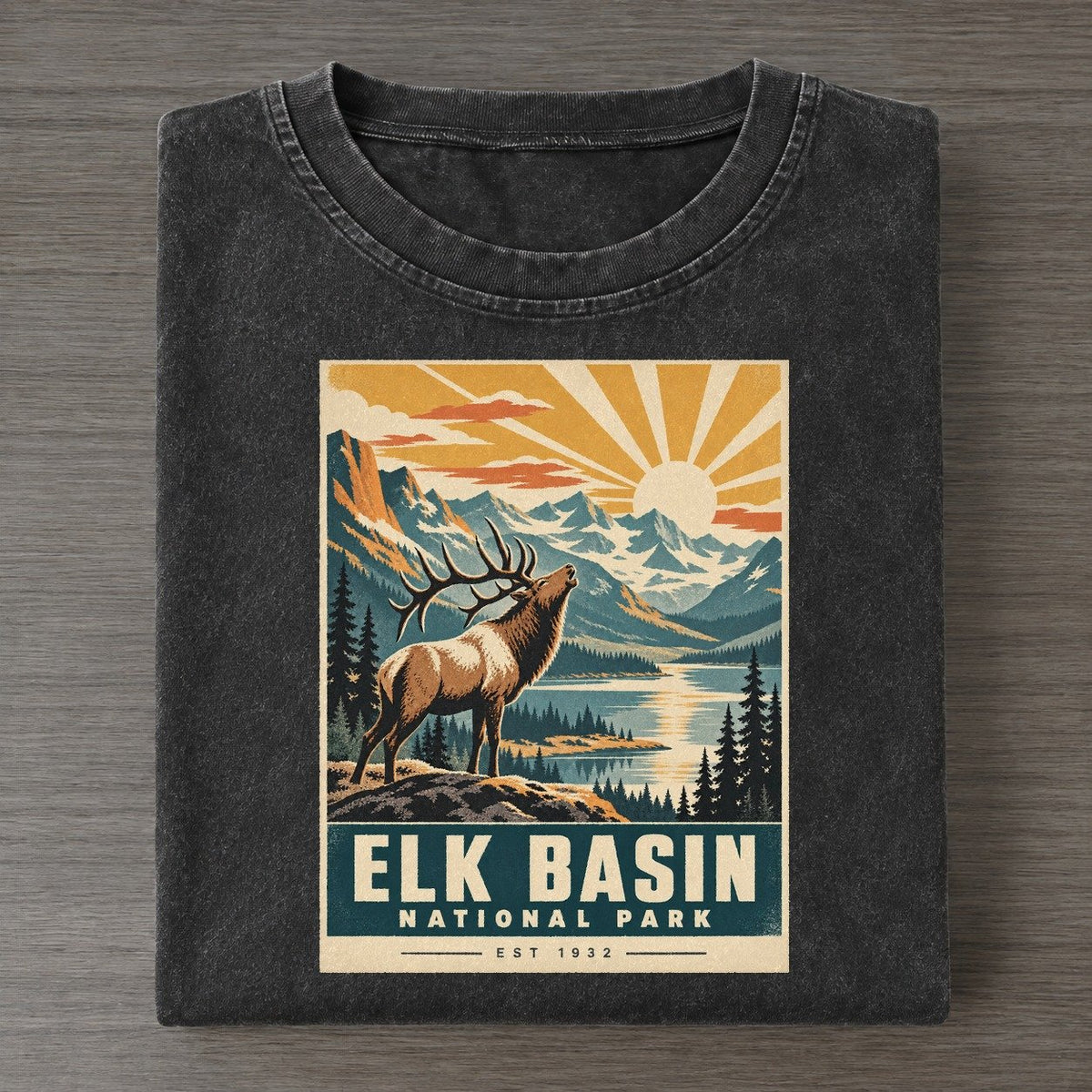 Elk Basin Nowhere National Parks Vintage T-shirt – Black