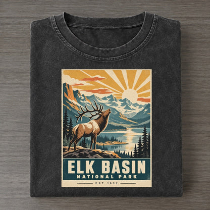 Elk Basin Nowhere National Parks Vintage T-shirt – Black