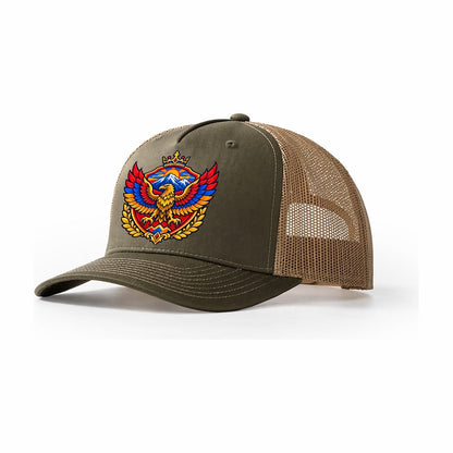 Armenia Heraldic Crest Country Logos Trucker Hat – Olive Khaki