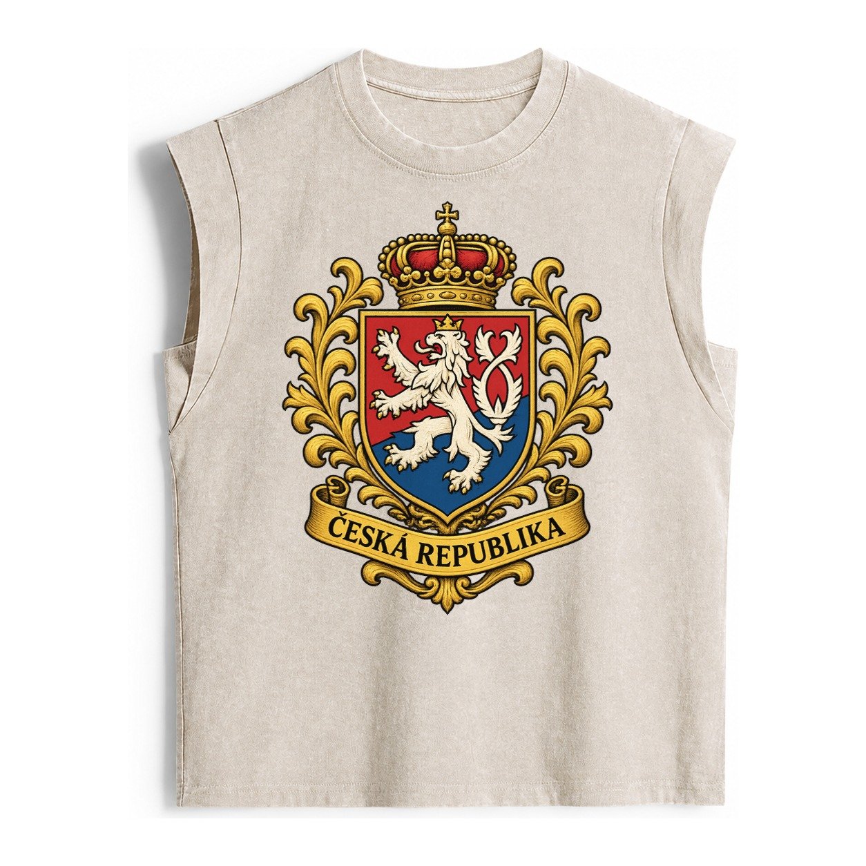 Czech Republic Lion Vintage Washed Tank – Beige