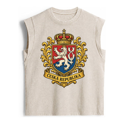 Czech Republic Lion Vintage Washed Tank – Beige