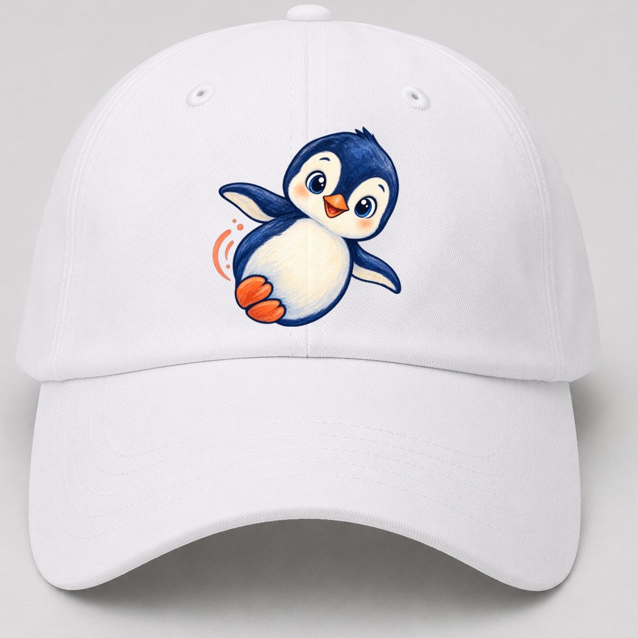 Penguin Side Slide Sea Sprite Baseball Cap – White