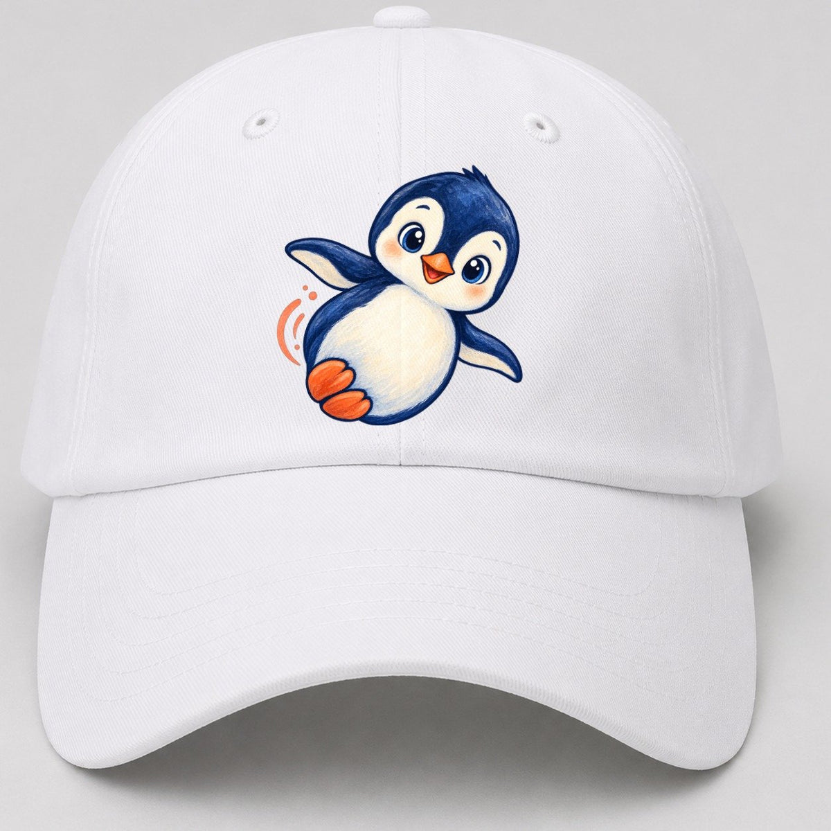 Penguin Side Slide Sea Sprite Baseball Cap – White