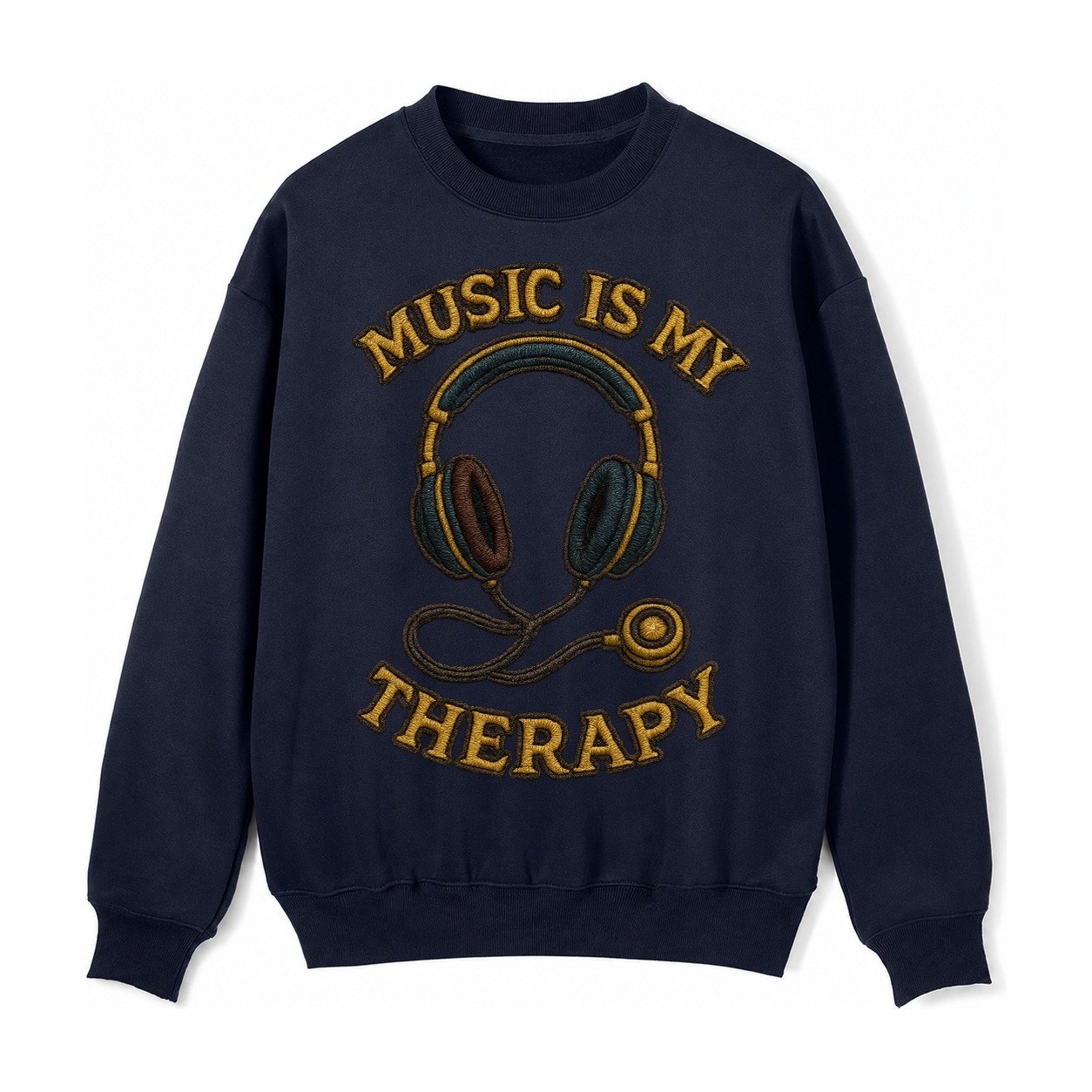 Music Is My Therapy Fleece Sweatshirt – Navy Blue