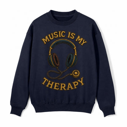 Music Is My Therapy Fleece Sweatshirt – Navy Blue