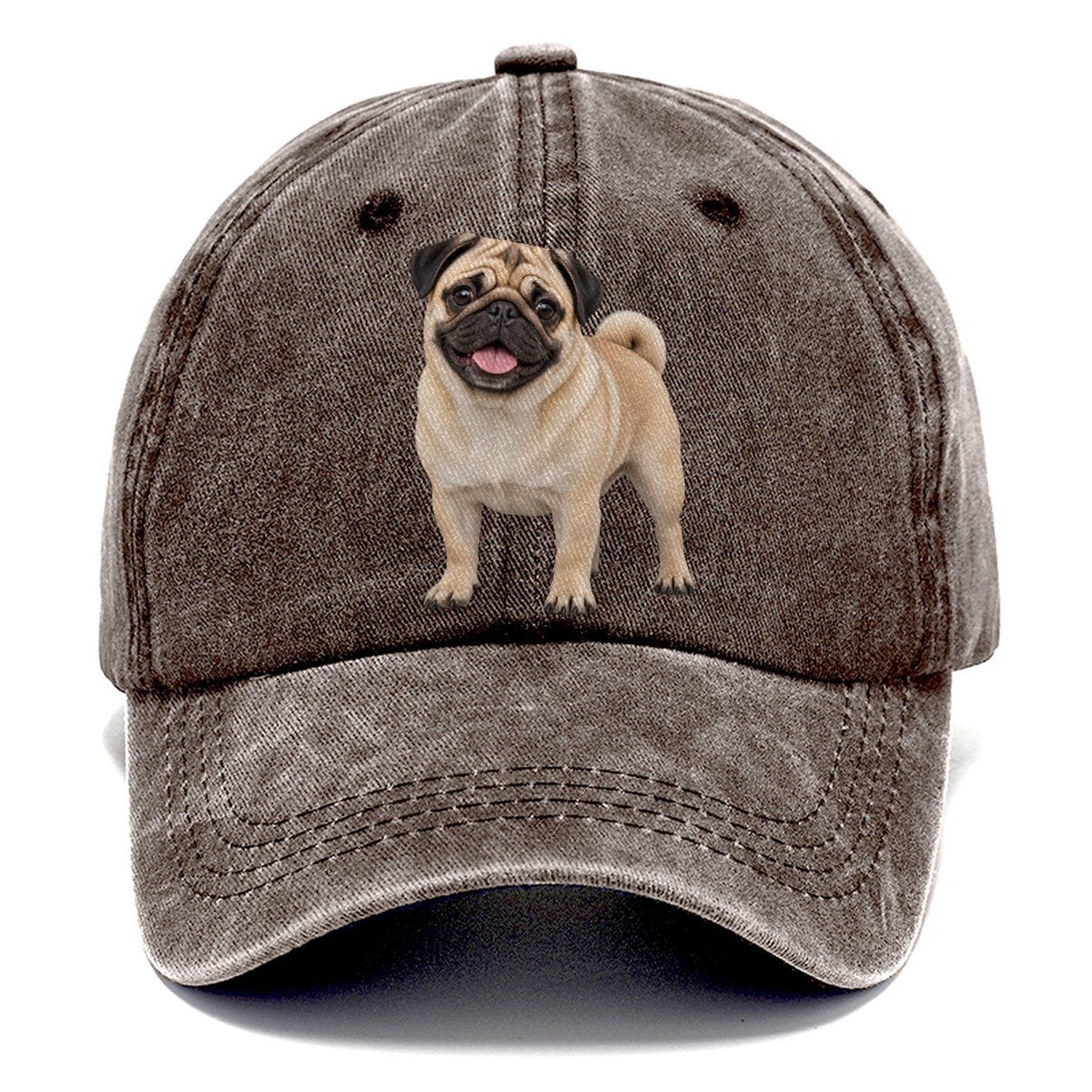 Pug Standing Top Breeds Classic Cap – Brown
