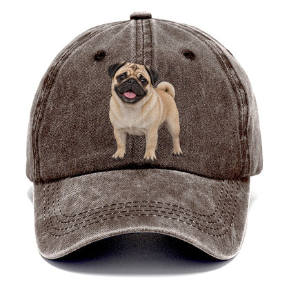 Pug Standing Top Breeds Classic Cap – Brown