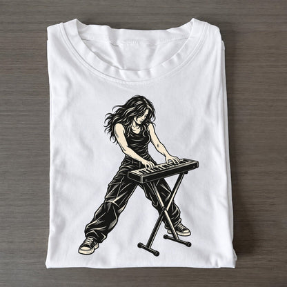 Synth Player Two Handed Chord Global Music Ink Figures Classic T-shirt – White
