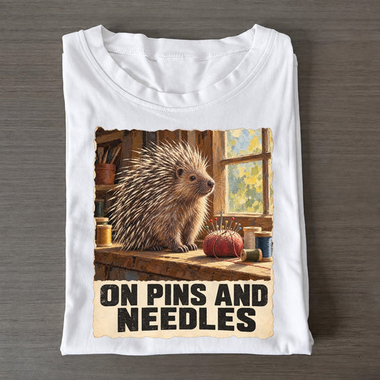 Porcupine On Pins And Needles Animal Puns Vol. 2 Classic T-shirt – White