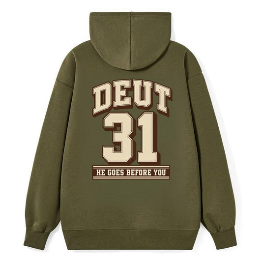 Deuteronomy 31 Varsity Chapel Varsity Classic Pullover Hoodie – Armygreen