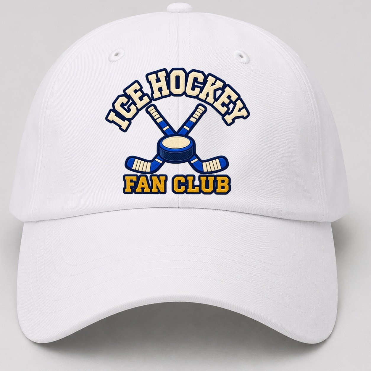 Ice Hockey Fan Club Baseball Cap – White