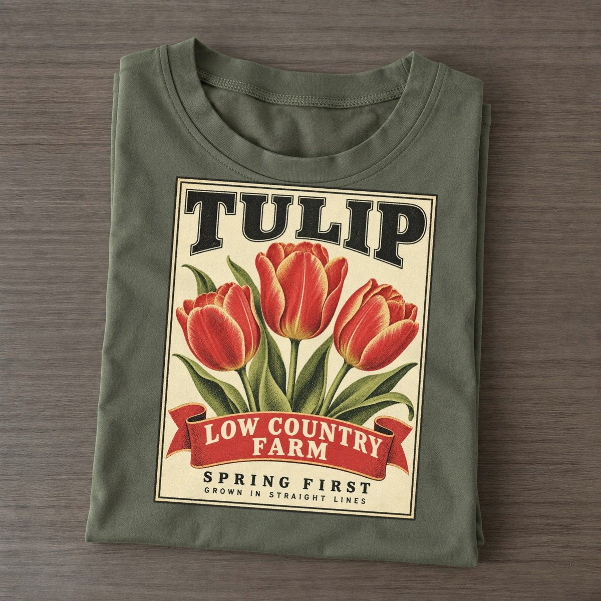 Tulip Orchard Crate Classic T-shirt – Army Green