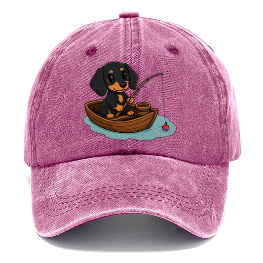 Dachshund Fishing Boat Classic Cap – Dusty Rose