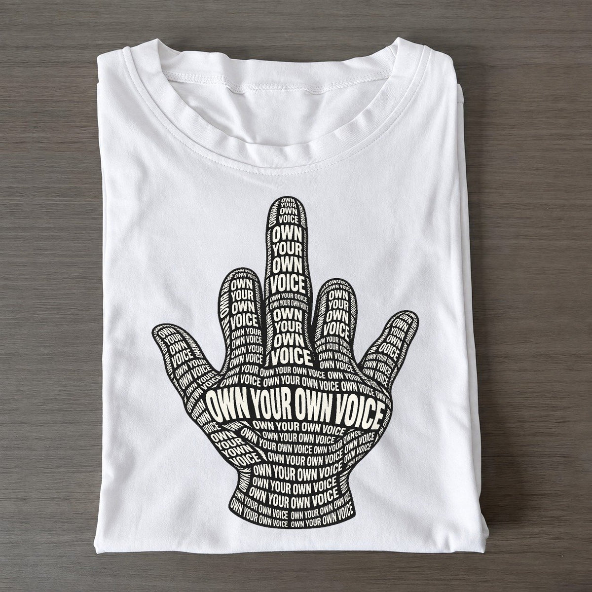 Raised Finger Outline Phrase Silhouette Classic T-shirt – White