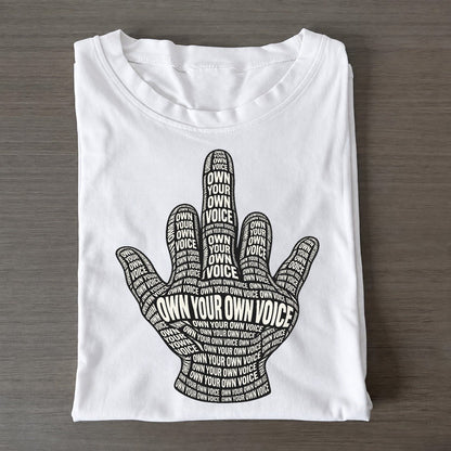 Raised Finger Outline Phrase Silhouette Classic T-shirt – White