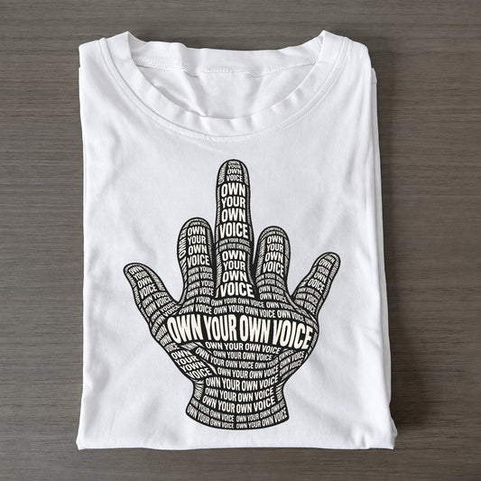 Raised Finger Outline Phrase Silhouette Classic T-shirt – White