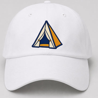 Dome Camping Tent Tiny Solo Marks Baseball Cap – White