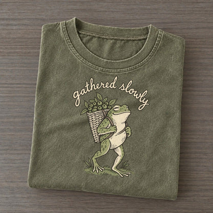 Berry Basket Pond Folk Vintage T-shirt – Army Green