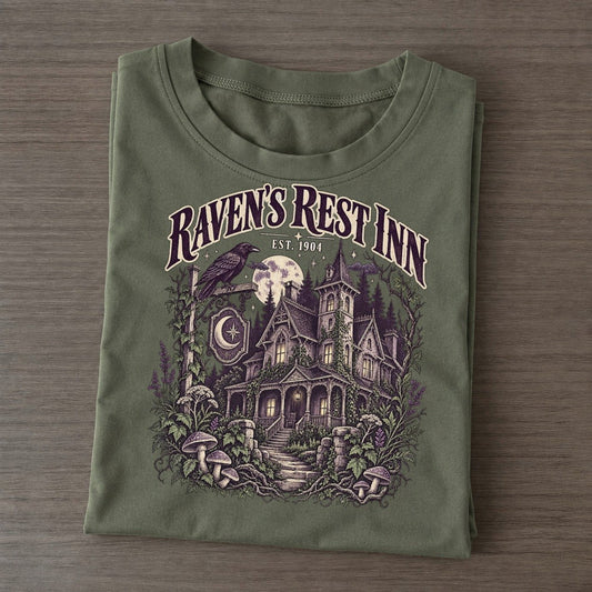 Ravens Rest Inn Midnight Haunt Classic T-shirt – Army Green
