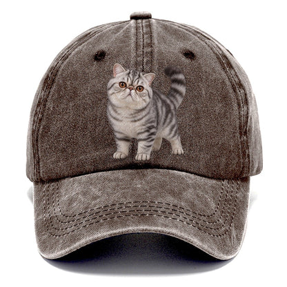 Exotic Shorthair Standing Three Quarter Realistic Cat Portrait Classic Cap – Brown