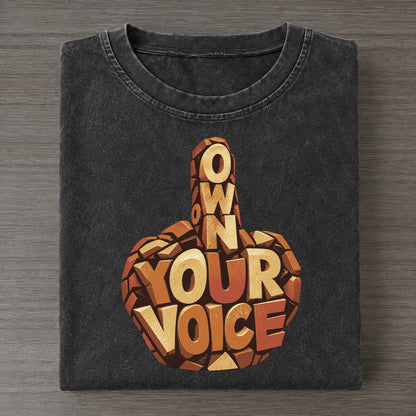 Defiant Hand Letter Sculpture Vintage T-shirt – Black